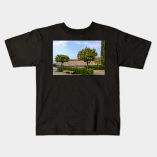 Two Citrus trees and a stone bench Kids T-Shirt